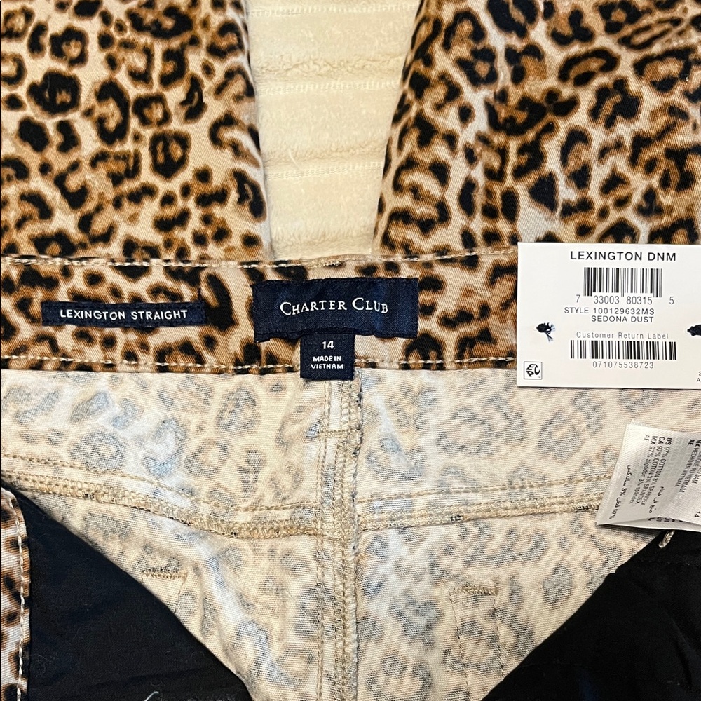 Charter Club Lexington Leopard Print High Rise Straight Leg Jeans NWT 14 - Picture 8 of 9